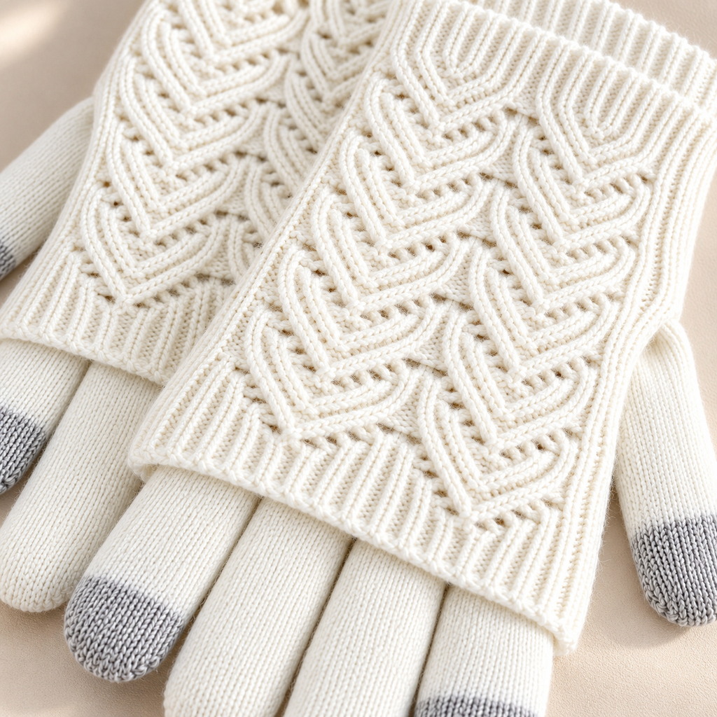 Cleo Layered Knit Gloves Unisex