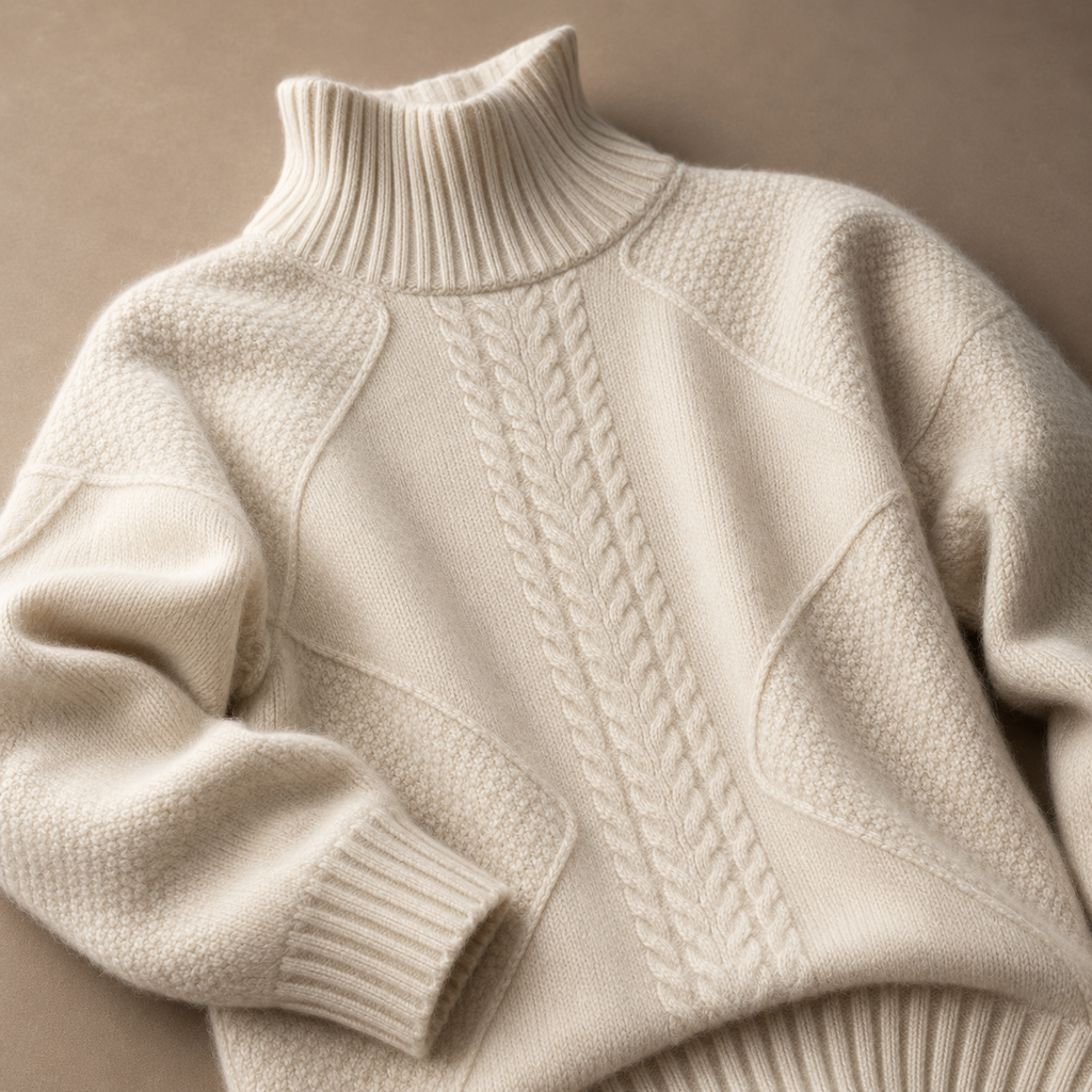 Anabelle Mock Neck Cable Knit Sweater Unisex