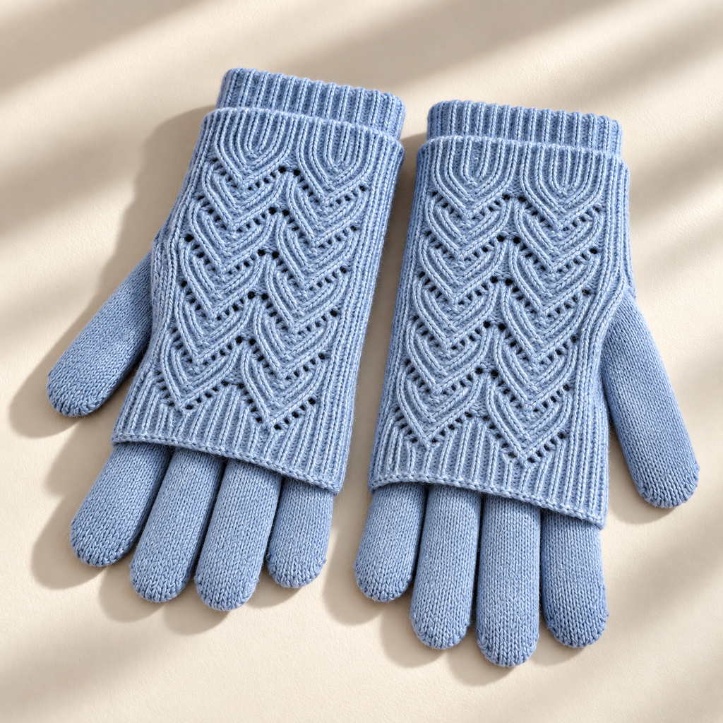 Cleo Layered Knit Gloves Unisex