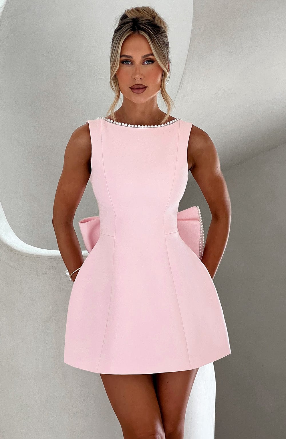 Kylie Women's Structured Wedding Guest Mini Dress Sleeveless