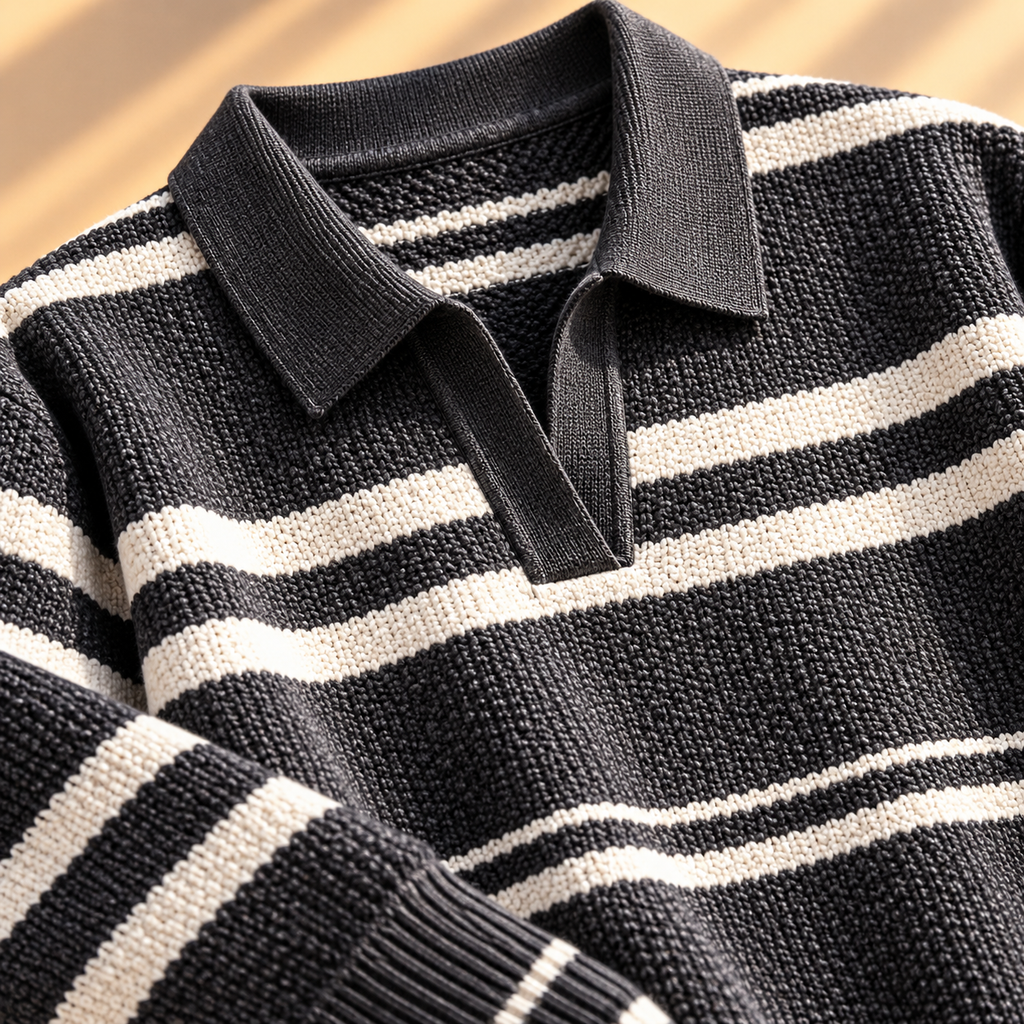 Jacob Striped Knit Polo Unisex
