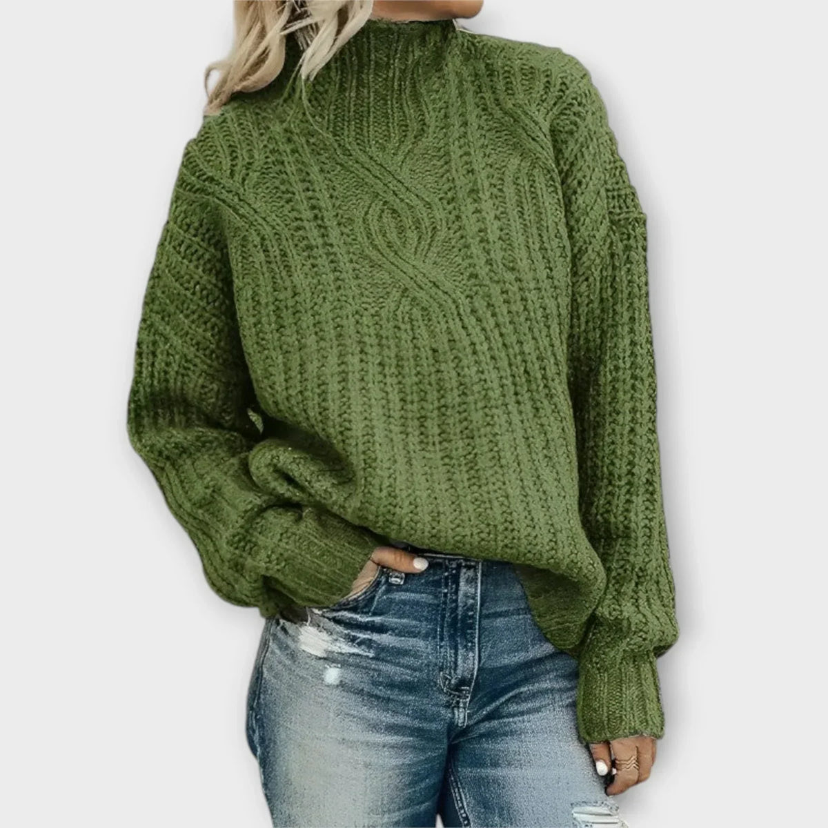 Whitmore Cable-Knit Mock Neck Long Sleeve Women's Sweater