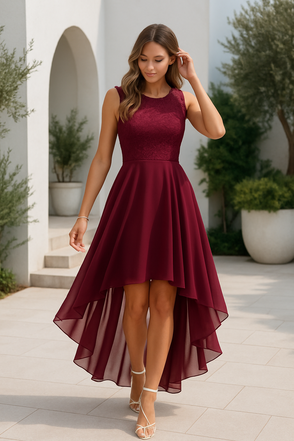 The Hills Nashville Kaitlyn Women's Wedding Guest High-Low Midi Dress