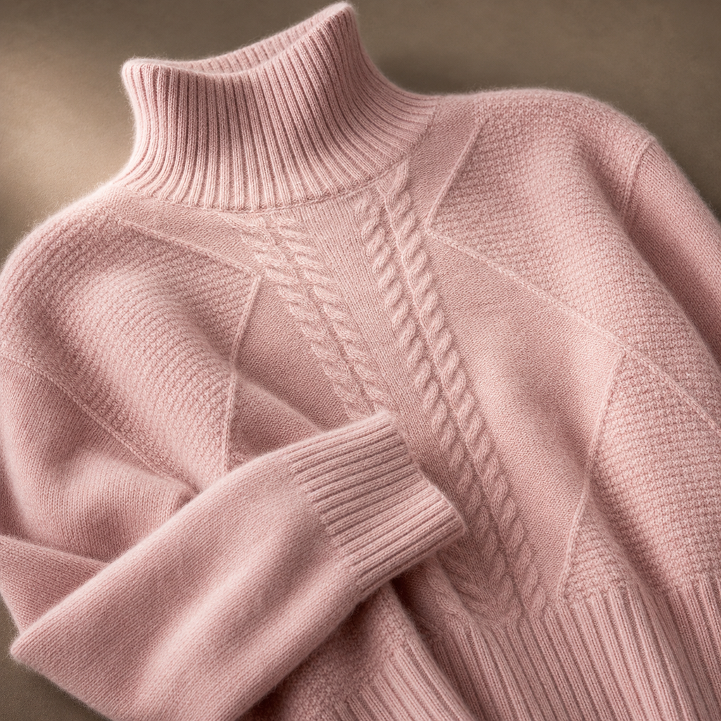 Anabelle Mock Neck Cable Knit Sweater Unisex