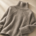 Anabelle Mock Neck Cable Knit Sweater Unisex