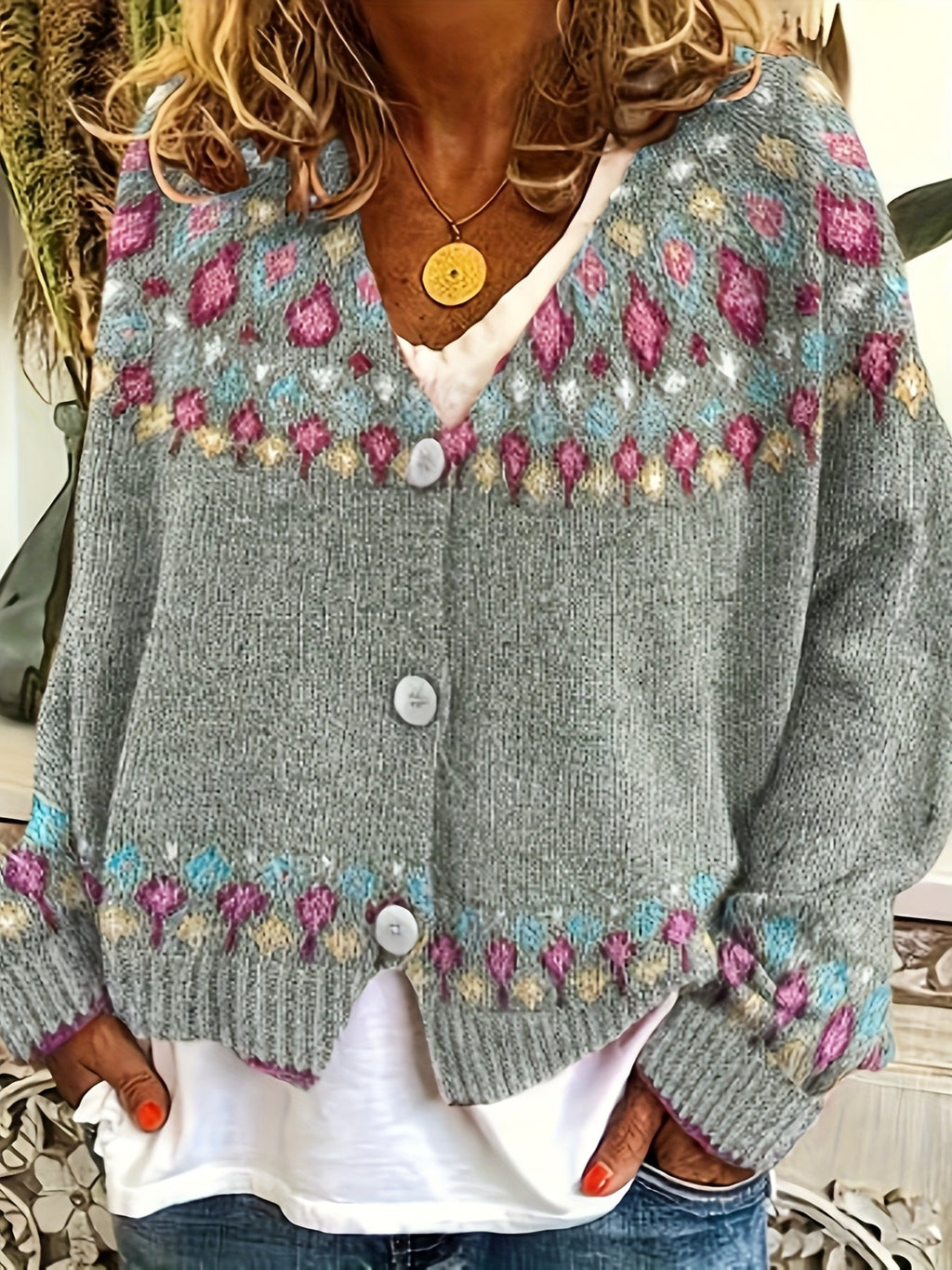 Harper & Wells Esme Nordic Patterned Cardigan Women's