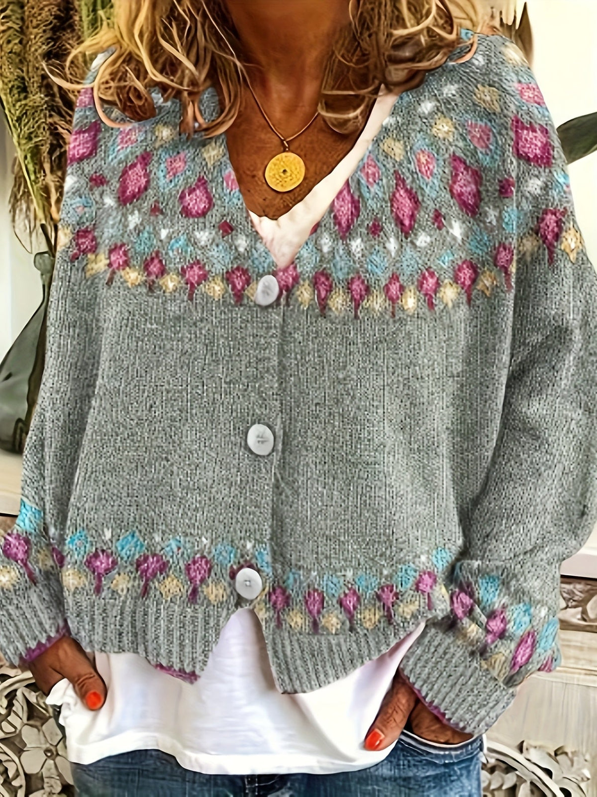 Harper & Wells Esme Nordic Patterned Cardigan Women's