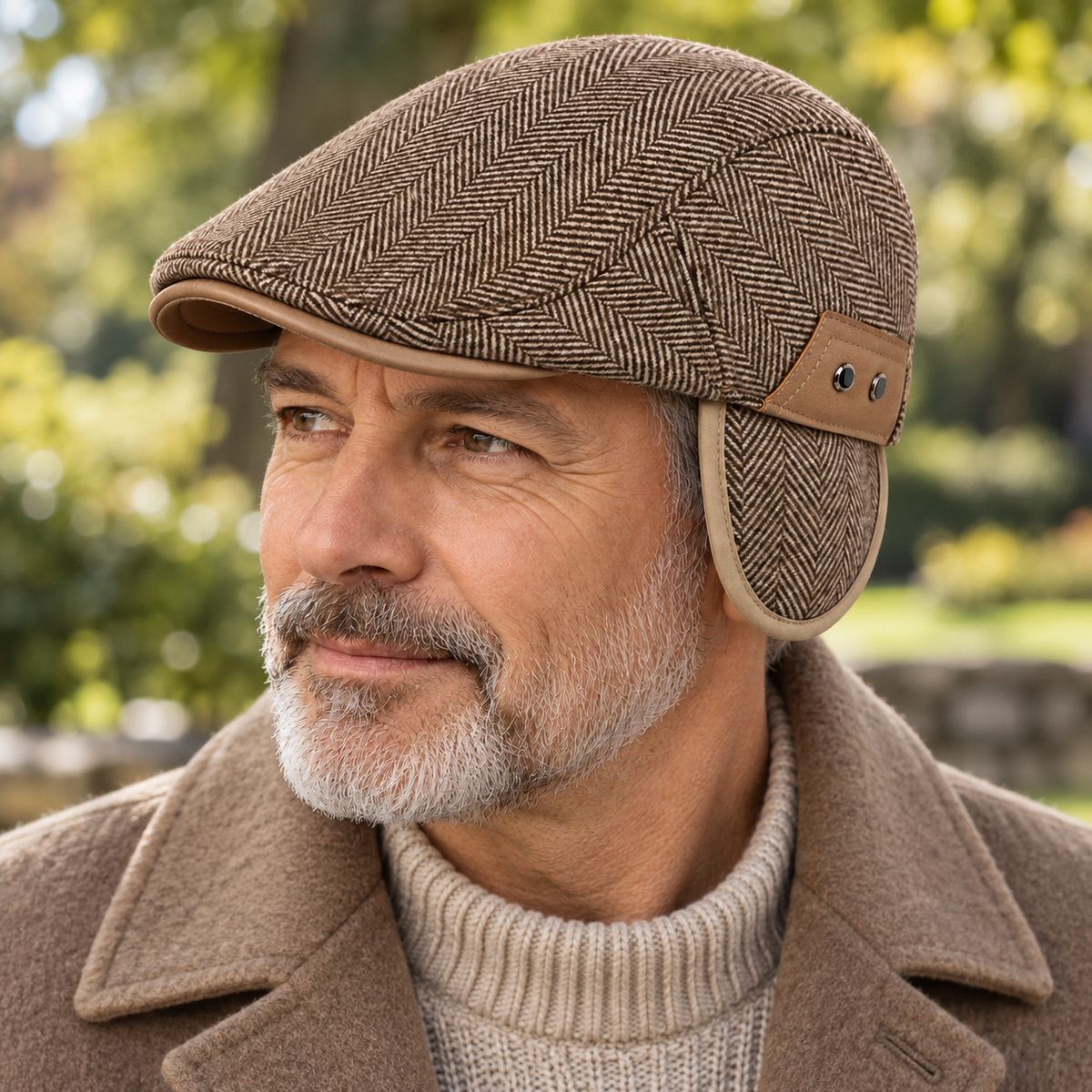 Thornton Herringbone Driving Cap Men's