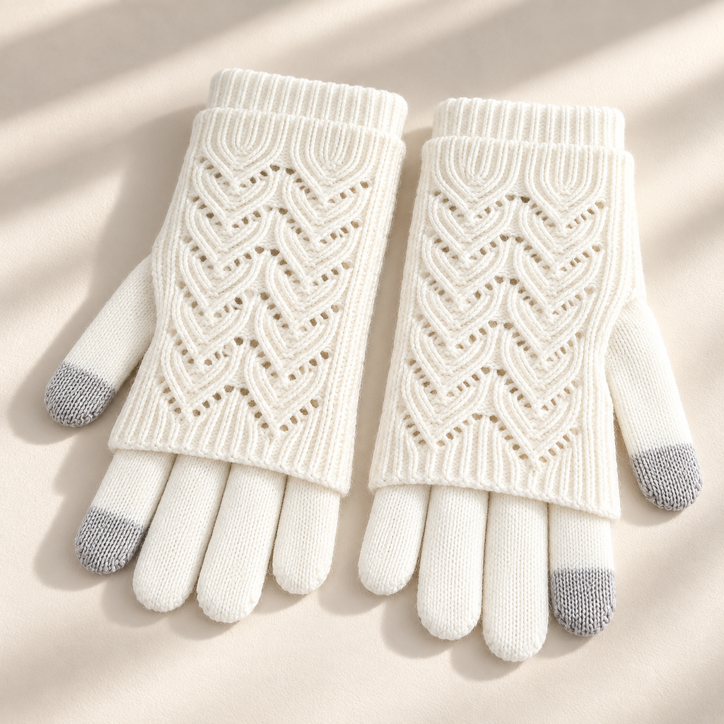 Cleo Layered Knit Gloves Unisex
