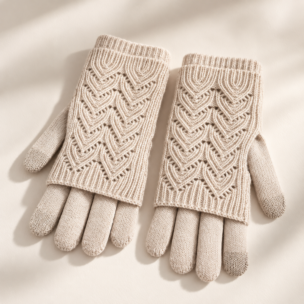 Cleo Layered Knit Gloves Unisex