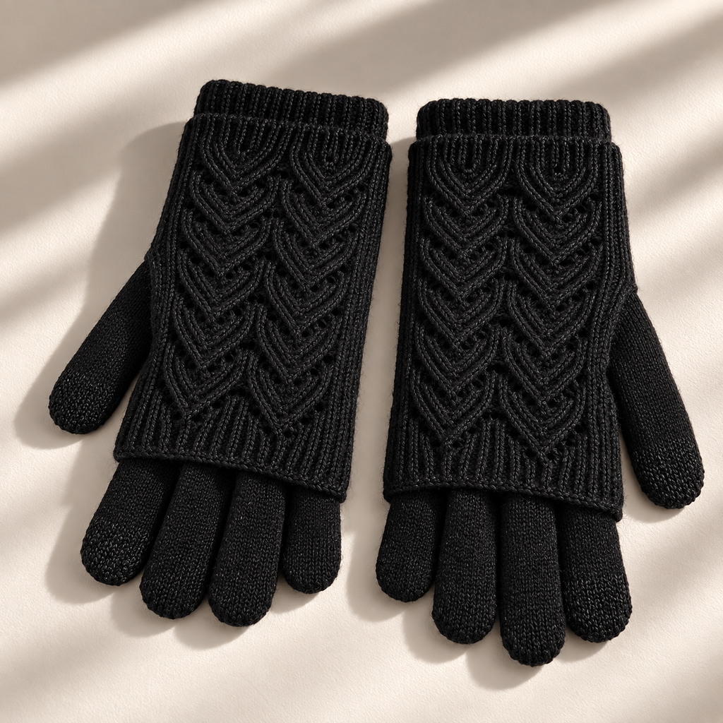 Cleo Layered Knit Gloves Unisex