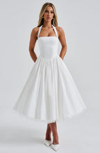 Chloe Women's Halter Midi Dress Floral Wedding Guest