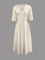 Evelyn Women's Wedding Guest Flared Midi Dress White