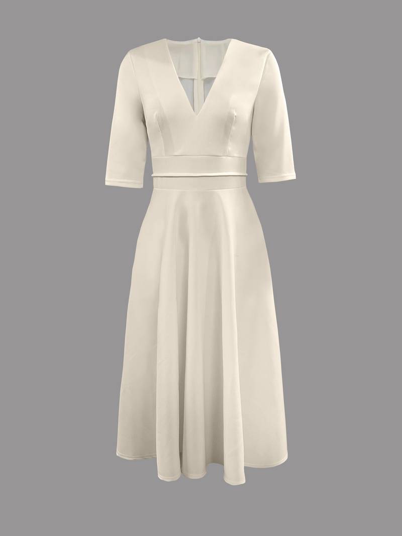 Evelyn Women's Wedding Guest Flared Midi Dress White