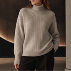 Anabelle Mock Neck Cable Knit Sweater Unisex