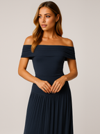 The Hills Nashville Bella Pleated Maxi Dress Off-Shoulder Wedding Guest