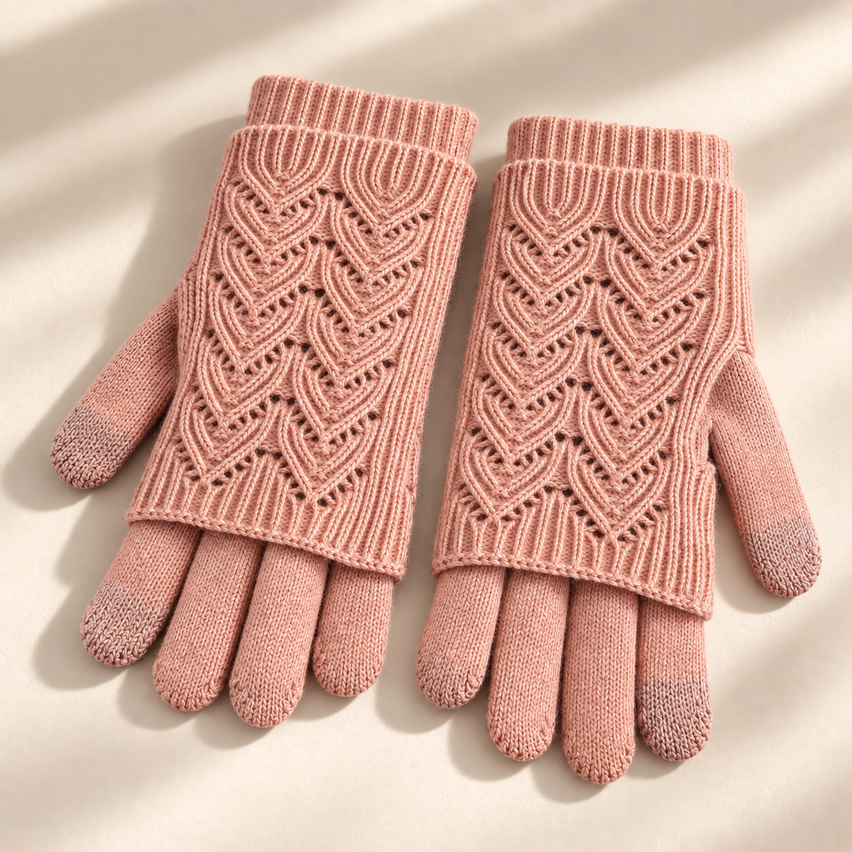 Cleo Layered Knit Gloves Unisex