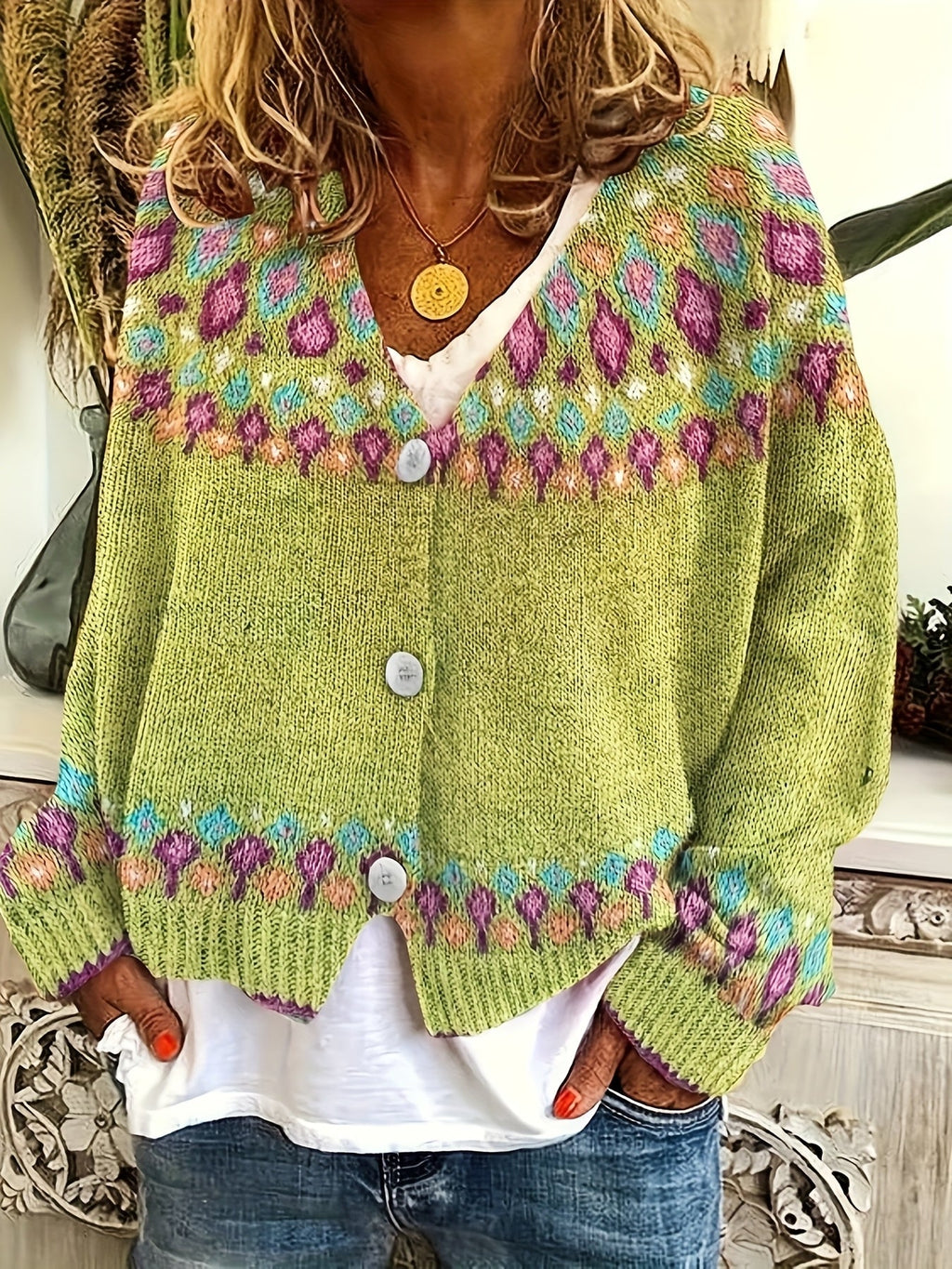 Harper & Wells Esme Nordic Patterned Cardigan Women's