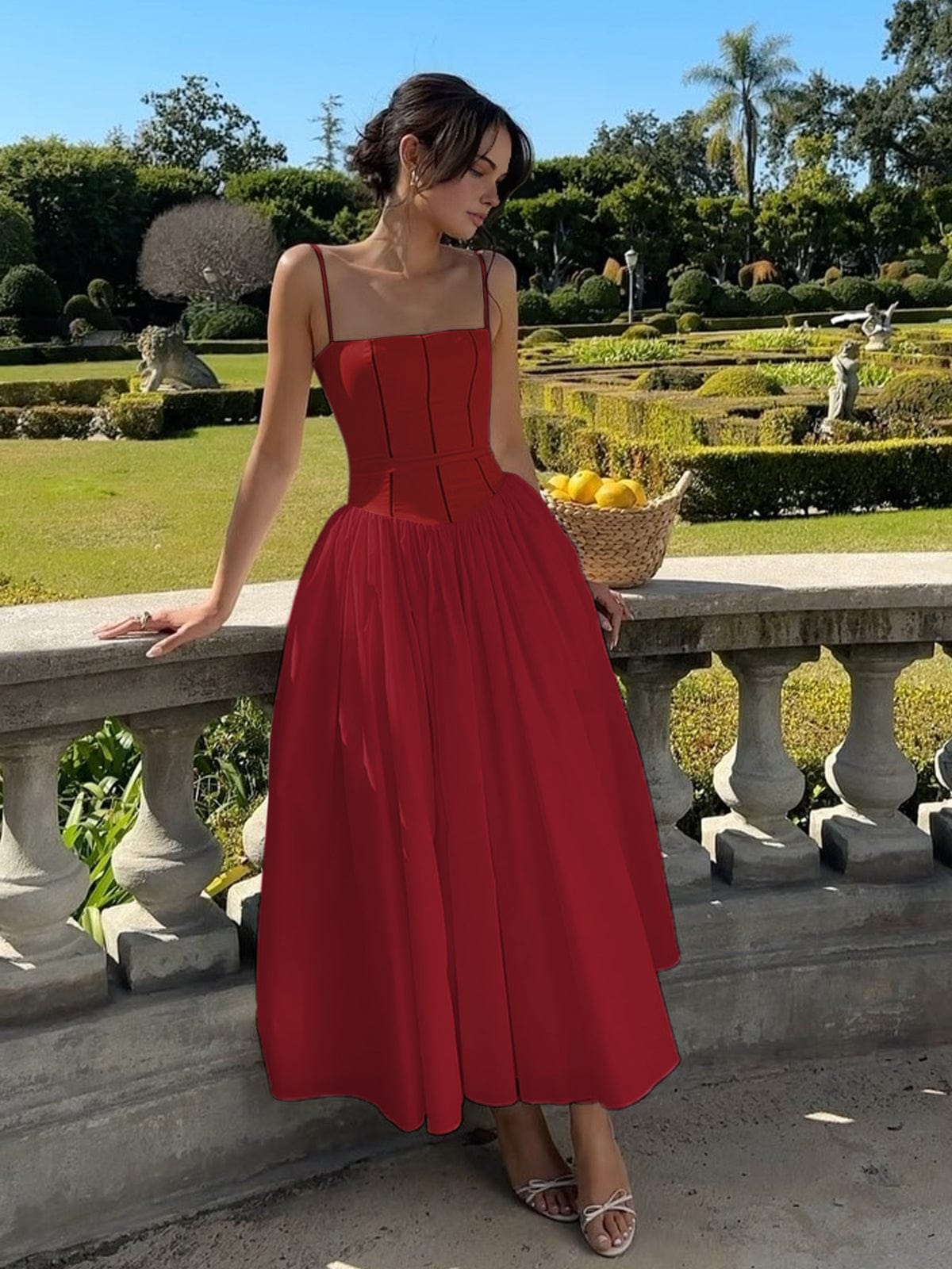 The Hills Nashville Gabriella Women's Corset Midi Wedding Guest Dress