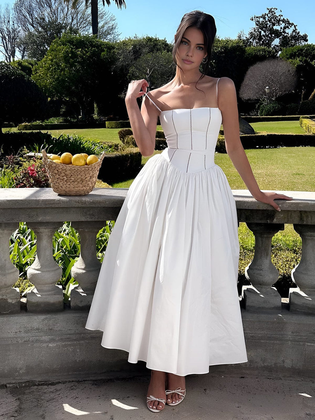 The Hills Nashville Gabriella Women's Corset Midi Wedding Guest Dress