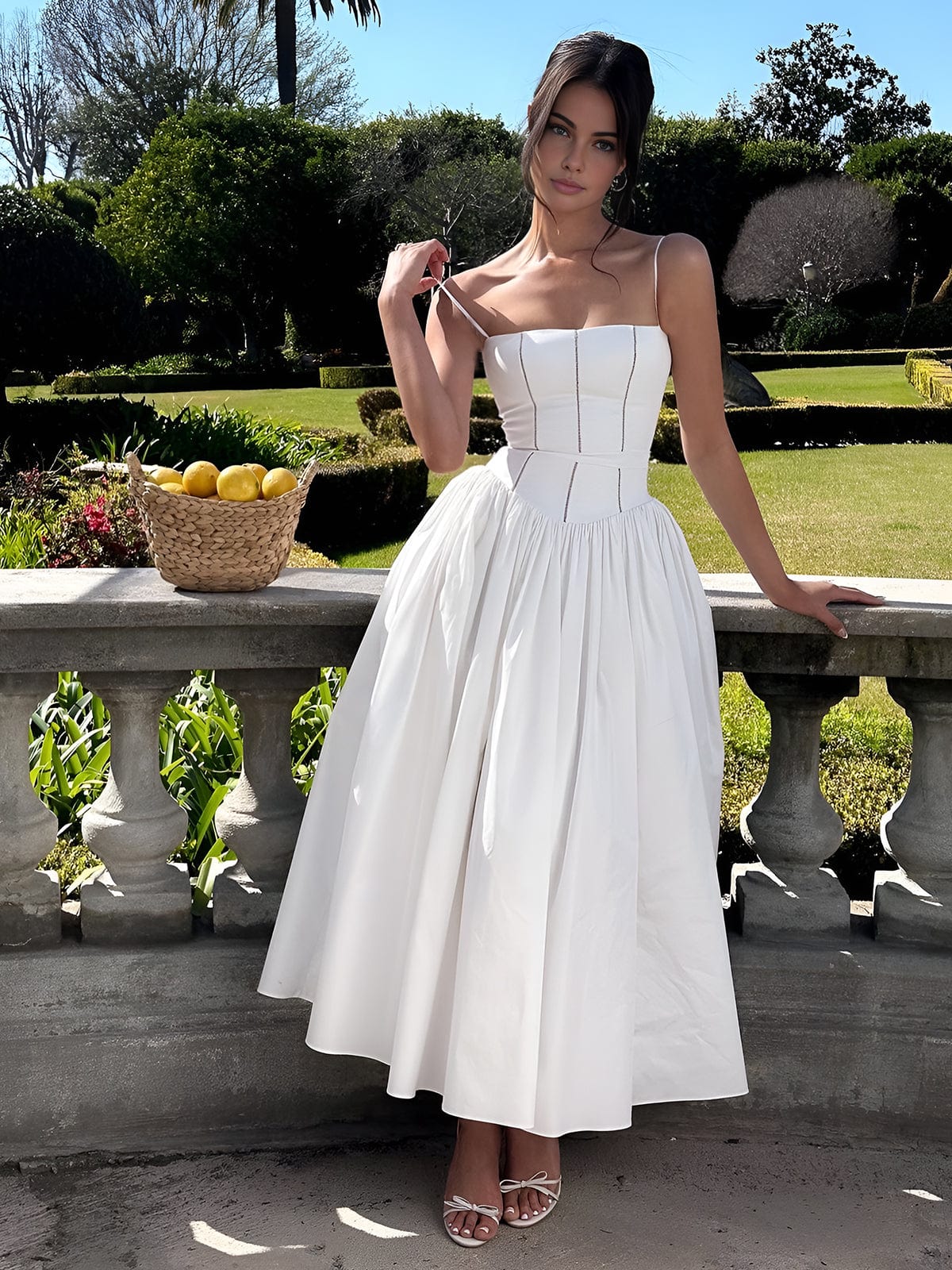 The Hills Nashville Gabriella Women's Corset Midi Wedding Guest Dress