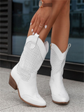 Veronique Perforated Block Heel Cowboy Boots Women's