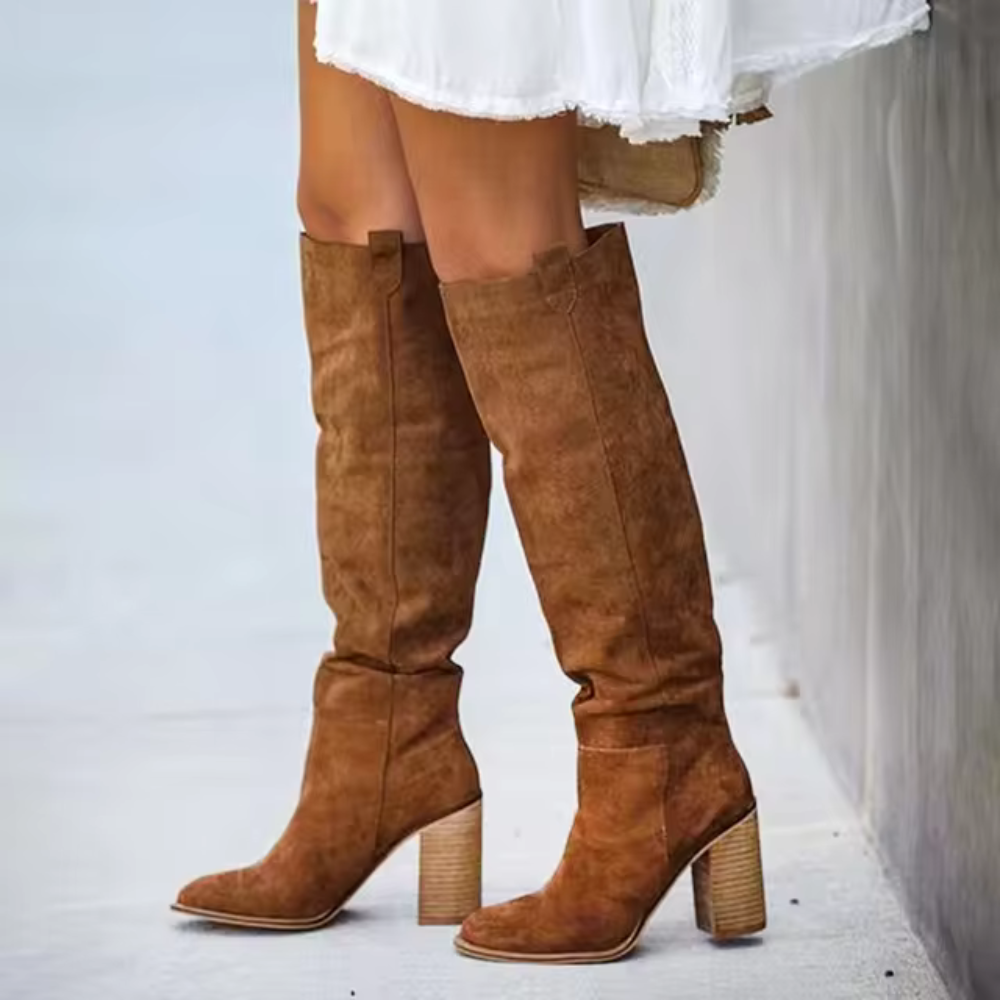 Orla Pointed Toe Suede-Look Knee-High Boots Women's