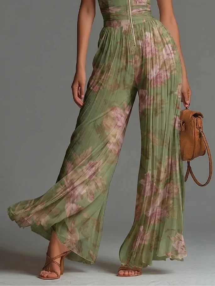 Haven Beck Cassidy Floral Pleated Wide Leg Jumpsuit