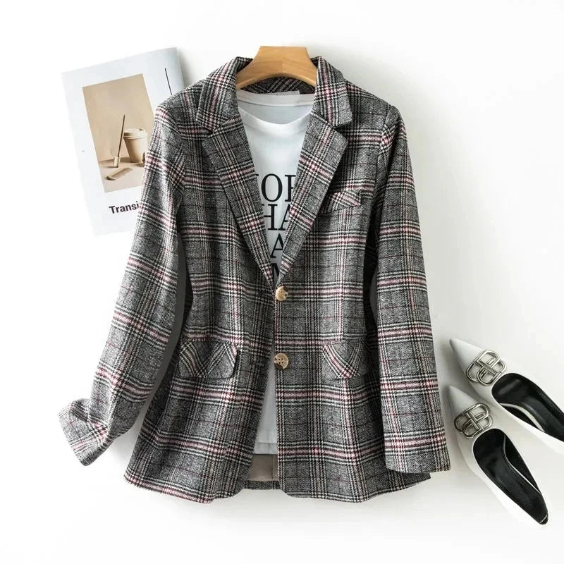 Haven Beck Beatrice Plaid Tailored Blazer Women's Relaxed Fit