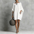 Haven Beck Lindsey Effortless Tunic Dress Shoulder-Baring Cotton Linen