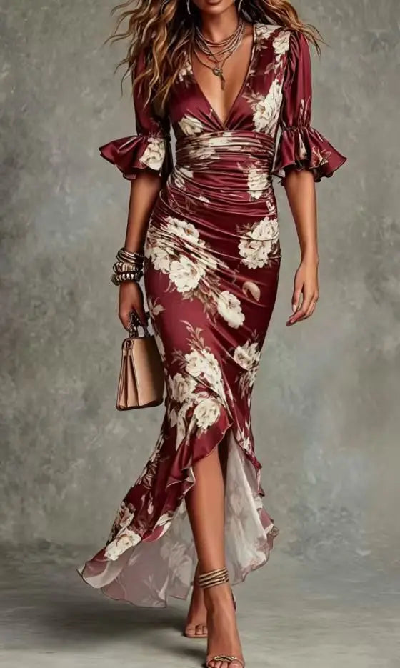 Haven Beck Shelby V-Neck Floral Maxi Wedding Guest Dress