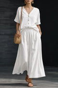 Haven Beck Isla Relaxed Co-Ord Set V-Neck Blouse Maxi Skirt