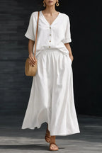 Haven Beck Isla Relaxed Co-Ord Set V-Neck Blouse Maxi Skirt