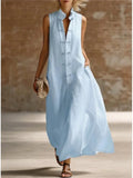 Haven Beck Savrani Sleeveless Maxi Dress with Frog Button Detail