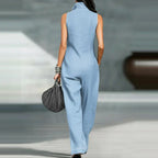 Haven Beck Lorane Sleeveless Wide Leg Jumpsuit Stand Collar
