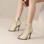 Vesna Peep Toe Lace Up Bootie Women's