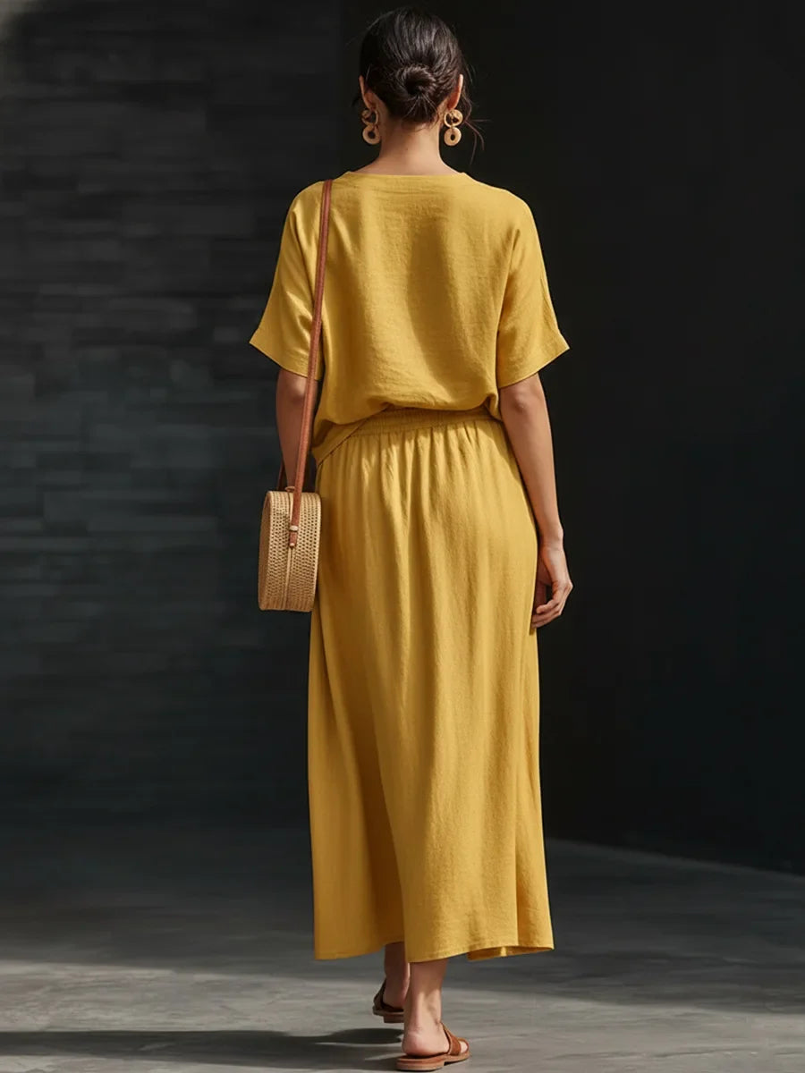Haven Beck Isla Relaxed Co-Ord Set V-Neck Blouse Maxi Skirt