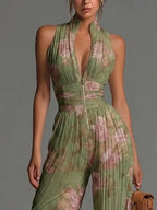 Haven Beck Cassidy Floral Pleated Wide Leg Jumpsuit