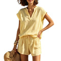 Haven Beck Valentina Casual Summer Co-Ord Set Notch V-Neck