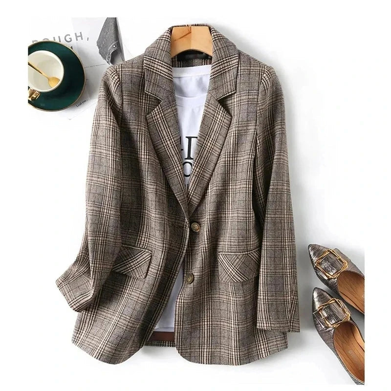 Haven Beck Beatrice Plaid Tailored Blazer Women's Relaxed Fit