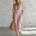 Haven Beck Sian One Shoulder Puff Sleeve Dress Striped