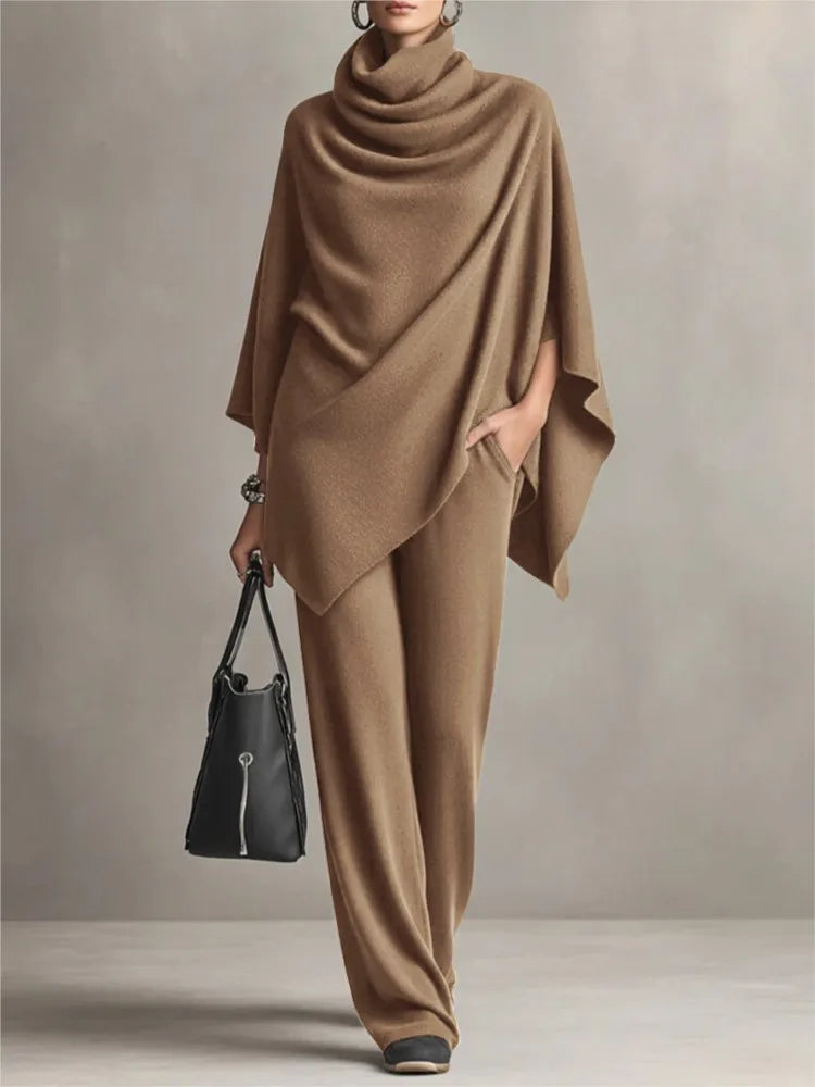 Marcelle Draped Cozy Poncho Set Women's