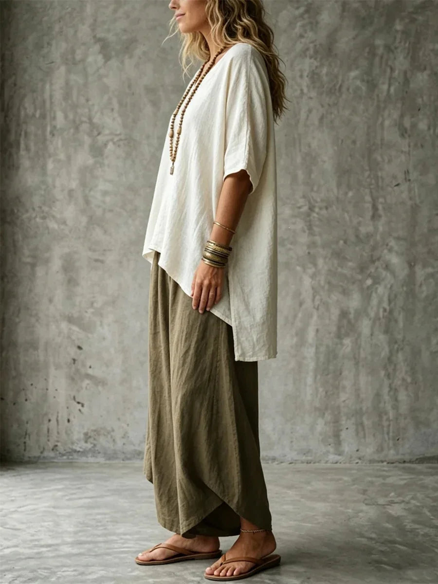 Haven Beck Noelle Linen Blend Co-Ord Set V-Neck Tunic