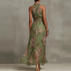 Haven Beck Natalie Floral Maxi Wedding Guest Dress Halter Neck