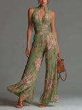 Haven Beck Cassidy Floral Pleated Wide Leg Jumpsuit