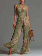 Haven Beck Cassidy Floral Pleated Wide Leg Jumpsuit