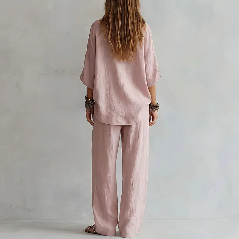 Haven Beck Paulina Off-Shoulder Co-ord Set with Wide-Leg Trousers