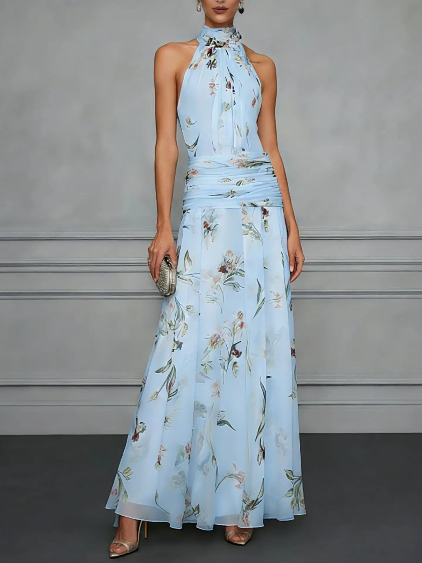 Haven Beck Jazlyn Floral Halter Maxi Dress Women's