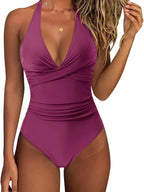 Haven Beck Nyla Sculpting One Piece Swimsuit Halter Neck