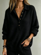 Tessa Button Neck Polo Sweater Women's